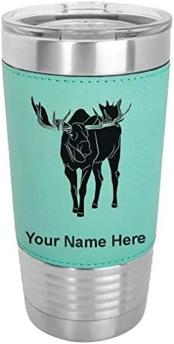 20oz Vacuum Insulated Tumbler Mug, Moose, Personalized Engraving Included (Faux Leather, Rustic) -Kitchen Island Sale 41Ie45kW8cL. AC