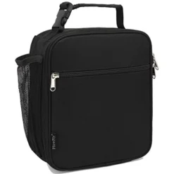 FlowFly Kids Lunch Box Insulated Soft Bag Mini Cooler Back To School Thermal Meal Tote Kit For Girls, Boys, Black