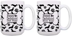 Dog Owner Gift Best Dachshund Dad Ever Paw Pattern 11oz Ceramic Coffee Mug Tea Cup White -Kitchen Island Sale 41IjYbsNyL. AC