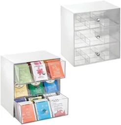 MDesign Plastic Tea Bag Caddy Box Storage Container Organizer Holder With 3 Drawers - For Kitchen Pantry, Cabinet, Countertop - Holds Coffee, Sugar Packets - Lumiere Collection - Clear 22 MDesign Plastic Tea Bag Caddy Box Storage Container Organizer Holder With 3 Drawers - For Kitchen Pantry, Cabinet, Countertop - Holds Coffee, Sugar Packets - Lumiere Collection - Clear -Kitchen Island Sale 41Injhko88L. AC