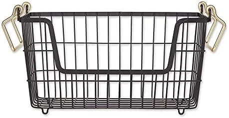 Metal Wire Mesh Stackable Utility Storage Bin, Medium Rectangle, 13x11x9", Black 7 Metal Wire Mesh Stackable Utility Storage Bin, Medium Rectangle, 13x11x9", Black - Image 7