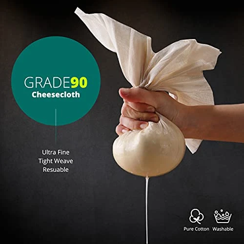 Yarnx Cheesecloth 20x20 Inches Hemmed - Grade 90 Muslin Cloth - 100% Ultra-Fine Unbleached Organic Cotton Cheese Cloths For Straining, Filtering, Cooking, Baking 3 Yarnx Cheesecloth 20x20 Inches Hemmed - Grade 90 Muslin Cloth - 100% Ultra-Fine Unbleached Organic Cotton Cheese Cloths For Straining, Filtering, Cooking, Baking - Image 3