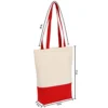 Canvas Tote Bag Heavy Duty 12 Oz Cotton With Bottom Gusset Grocery Beach Shopping Bag 17x14x4 Inches - 6 Pack (Red)