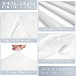 8 Packs Cocktail Spandex Stretch Tablecloth 32''x43'' White Cocktail Round Table Cover Tablecloth, Fitted High Top Stretch For Round Tables Or Wedding Party Banquet Birthday -Kitchen Island Sale 41JD1CDOTYL