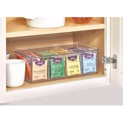IDesign Crisp BPA-Free Plastic Stackable Tea Bag Organizer - 12.59" X 6.23" X 4.57" & Recycled Plastic Lazy Susan Turntable Organizer The Linus Collection, 11.5", Clear -Kitchen Island Sale 41JFq36irVL