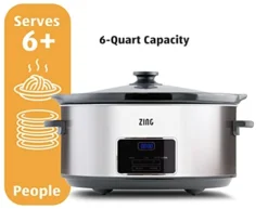 [New] ZingCook 6-Quart Digital Programmable Slow Cooker With Timer - Small Kitchen Appliance For Family Dinners - Serves 6+ People - Heat Settings: Keep Warm, Low And High -Kitchen Island Sale 41JH6xWIg8L