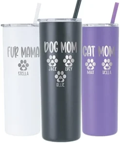 Personalized Dog Mom Tumbler - 22 Oz Tumbler With Lid And Straw - Laser Engraved - Stainless Steel - Vacuum Insulated - Cat Mom Gifts For Women - Fur Mama Gifts - Pet Owner Gift -Kitchen Island Sale 41JKMUutl6L. AC