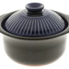 190-808 Earthenware Rice Cooker With Matte And Cobalt Blue Spoke, Black