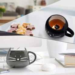 Cute Ceramic Cat Coffee Mug 12 Oz Cat Lovers Kitty Tea Mugs Gifts For Women Girls Black -Kitchen Island Sale 41JqstnIEHL