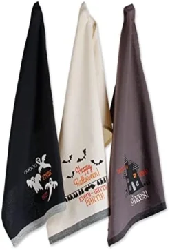 Happy Halloween Dishtowel Collection Embellished Cotton Kitchen Hand Towel Set, 18x28, Skeleton, 3 Count -Kitchen Island Sale 41K4SkACqOL. AC