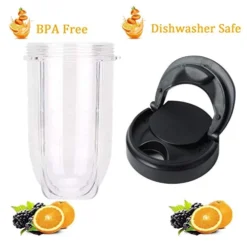 MB1001 16OZ Replacement Cups With Flip Top To-Go Lid Compatible With Magic Bullet 250W Blenders Juicer