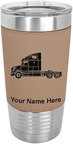 20oz Vacuum Insulated Tumbler Mug, Truck Cab, Personalized Engraving Included (Faux Leather, Black) -Kitchen Island Sale 41KQJkNq7fL. AC