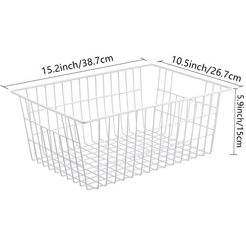 15.2" Metal Wire Baskets For Organizing 6 Pack, Household Pantry Storage Freezer Organizer Bins With Handles, Freezer Baskets For Upright Freezer, Refrigerators, Kitchen Cabinets, White 6 15.2" Metal Wire Baskets For Organizing 6 Pack, Household Pantry Storage Freezer Organizer Bins With Handles, Freezer Baskets For Upright Freezer, Refrigerators, Kitchen Cabinets, White - Image 6