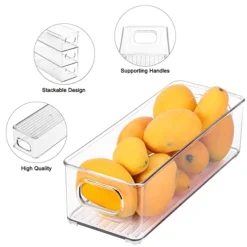 Stackable Plastic Food Storage Bin With Handles For Kitchen Pantry, Cabinet, Refrigerator, Freezer - Organizer For Fruit, Yogurt, Squeeze Pouches - BPA Free, 10" Long - 2 Pack – Clear -Kitchen Island Sale 41KlRs2zu5L