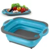 Collapsible Cutting Board - Portable Multi-Purpose Dish Tub - Washing And Draining Fruits And Veggies With Food-Grade Sink Storage - Multifunctional Basket For BBQ, Picnic,Camping And Sink (Blue)