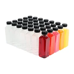 Small Plastic Juice Bottles With Caps In Black - 35pk 16oz Water Containers Empty Plastic Bottles With Lids For Juicing And Smoothies