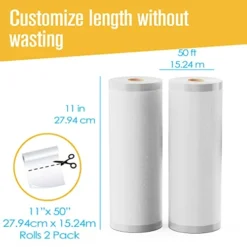 Vacuum Sealer Bags, Food Saver Rolls, Sous Vide Seal Bag, 11 Inch X 50 Ft, 2 Pack, Heavy Duty, Vaccum Sealed Roll, For Meal Storage, Vac Sealing Machine, Freezer, Reusable, Resealable -Kitchen Island Sale 41M1ls1v2kL