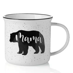 Mama Bear Coffee Mug, 15 Oz Novelty Coffee Mug Ceramic Camping Mugs Funny Gifts For Mom, Mother, Women, Wife From Daughter, Son, Kids, Husband