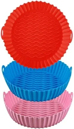 3 Pcs Air Fryer Silicone Liners Fit 3 To 5 Qt Airfryer,7.5 Inch Reusable Silicone Air Fryer Liners,Easy To Clean Air Fryer Liners Silicone,Heat Resistant Air Fryer Liners (Red+Pink+Blue) -Kitchen Island Sale 41MBNW4GtwL. AC