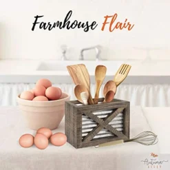 Autumn Alley Barn Door Rustic Kitchen Utensil Holder- Farmhouse Wooden Kitchen Utensil Holder- Galvanized Accents- Rustic Kitchen Decor- Farmhouse Details Add Charm To Your Country Kitchen -Kitchen Island Sale 41MHwdAJrlL