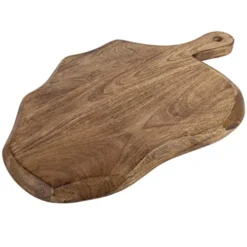 Wooden Cutting Board With Handle | Mango Wood Leaf Shape | Chopping, Prep, Serve Board | Charcuterie Platter - 17" X 10.5"