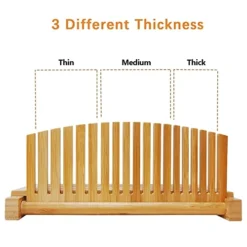 Bamboo Bread Slicer For Homemade Bread, Crumb Catcher, Collapsible And Compact Bread Cutter With 3 Sizes Cutting Guide -Kitchen Island Sale 41MhqnYGlyL