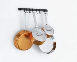 Wallniture Gourmet Kitchen Rail With 10 Hooks, Wall Mounted Wrought Iron Hanging Utensil Holder Rack With Black 17 Inch -Kitchen Island Sale 41N5AU09pzL