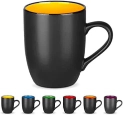 6 Pack Large Coffee Mug Set 16 Ounces, Matte Black Porcelain Mug Large-sized Ceramic Restaurant Drinking Cups For Coffee, Tea, Juice, Cocoa -Kitchen Island Sale 41NCEsf6L1S. AC