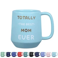 Ther's Day- Totally The Best Mom Ever- Large Ceramic Coffee Mug Tea Cup, Perfect Gifting Or Collecting For Mother, 16 OZ, Tiffany Blue