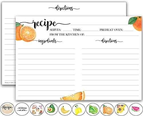 Fruit Recipe Cards 4x6 Double Sided (50) Lemon, Orange, Lime, Avocado, Watermelon Variety Pack, Cute Notecards For Organized Kitchen Storage - Thick, Matte, Non-Smudge Paper, Wedding, Shower 10 Fruit Recipe Cards 4x6 Double Sided (50) Lemon, Orange, Lime, Avocado, Watermelon Variety Pack, Cute Notecards For Organized Kitchen Storage - Thick, Matte, Non-Smudge Paper, Wedding, Shower - Image 10