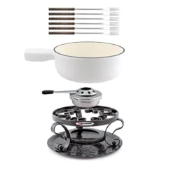 Swissmar Lugano 9 Piece Cheese Fondue Set In Matte White