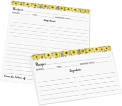 Sunflower Recipe Cards (Set Of 50) 4" X 6" Large - From The Kitchen Of - Double-Sided For Weddings, Bridal, Baby Shower - Made In USA -Kitchen Island Sale 41NMbAz4B L. AC
