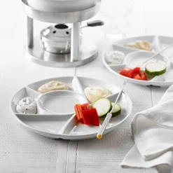 White Stoneware 9-Inch Round Fondue Plate, Set Of 4 -Kitchen Island Sale 41NZn8vYEeL