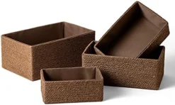 Torage Baskets Set 4 - Stackable Woven Basket Paper Rope Bin, Storage Boxes For Makeup Closet Bathroom Bedroom (Gray) -Kitchen Island Sale 41NySV2IsTL. AC