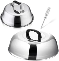 Cheese Melting Dome Set Of 2, 12 Inch Round Basting Cover Metal Steam Cover, Stainless Steel Griddle Accessories For Flat Top Grill/Outdoor BBQ/Kitchen Cooking -Kitchen Island Sale 41NzhevmfRL. AC