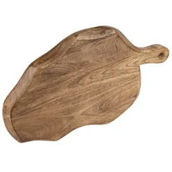 Wooden Cutting Board With Handle | Mango Wood Leaf Shape | Chopping, Prep, Serve Board | Charcuterie Platter - 17" X 10.5" -Kitchen Island Sale 41O3brWN18L