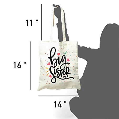 ForbiddenPaper Big Sister Gifts For Little Girls | Cute Big Sister Natural Cotton Reusable Tote Bag | Best Sister Eco-Friendly Shopping Bag School Bag Shoulder Bag Gifts For Birthday Christmas 2 ForbiddenPaper Big Sister Gifts For Little Girls | Cute Big Sister Natural Cotton Reusable Tote Bag | Best Sister Eco-Friendly Shopping Bag School Bag Shoulder Bag Gifts For Birthday Christmas - Image 2