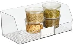 Wide Plastic Kitchen Food Storage Organizer Bin Basket With Open Front And Built-In Label Holder For Cabinets, Pantry - 12 Inch Width - 4 Pack - Clear -Kitchen Island Sale 41OW4r7xWxL. AC