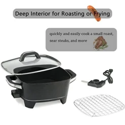Extra Deep Electric Skillet NonStick - For Roast Fry (12 Inch) -Kitchen Island Sale 41OlLXekI4L