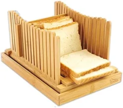 Kitchen Bamboo Bread Slicer, Adjustable Bread Cutting Guide, Foldable Bread Cutter For Homemade Bread, Bread Loaf Slicer With Crumb Catcher (12.5"×8.5"×7") -Kitchen Island Sale 41P5IfHsPMS. AC