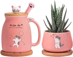 Novelty Cat Mug Cute Ceramic Coffee Cup With Kawaii Wooden Kitty Lid, Lovely Cat Claw Spoon, Anime Wooden Cat Coaster, Cat Things Pink Birthday Mug Gift For Cat Lovers Girl Kids Women 480ML (Pink) 19 Novelty Cat Mug Cute Ceramic Coffee Cup With Kawaii Wooden Kitty Lid, Lovely Cat Claw Spoon, Anime Wooden Cat Coaster, Cat Things Pink Birthday Mug Gift For Cat Lovers Girl Kids Women 480ML (Pink) -Kitchen Island Sale 41P9i3APukL. AC