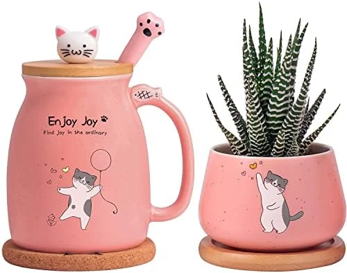 Novelty Cat Mug Cute Ceramic Coffee Cup With Kawaii Wooden Kitty Lid, Lovely Cat Claw Spoon, Anime Wooden Cat Coaster, Cat Things Pink Birthday Mug Gift For Cat Lovers Girl Kids Women 480ML (Pink) 9 Novelty Cat Mug Cute Ceramic Coffee Cup With Kawaii Wooden Kitty Lid, Lovely Cat Claw Spoon, Anime Wooden Cat Coaster, Cat Things Pink Birthday Mug Gift For Cat Lovers Girl Kids Women 480ML (Pink) - Image 9