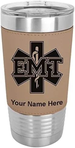 20oz Vacuum Insulated Tumbler Mug, EMT Emergency Medical Technician, Personalized Engraving Included (Faux Leather, Teal) -Kitchen Island Sale 41Q3HHll60L. AC