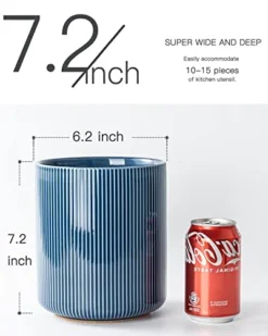 Getstar Utensil Holder, Large Kitchen Utensil Holder For Kitchen Counter (H7.2” X W6.2”), Ceramic Cooking Utensil Holder With Cork Mat, Kitchen Decor For Counter (Navy, Utensils Not Included) -Kitchen Island Sale 41QDP1GUDpL