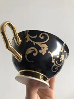 Euro Style Bone China Cup& Saucer Set, Ceramic Tea Coffee Cup For Home Kitchen Wedding (Retro Flower Pattern- Dark Blue) -Kitchen Island Sale 41QUYty95uL