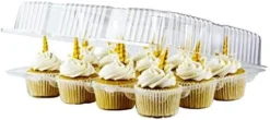 12 Compartment Cupcake Container - Set Of 4 | Plastic Disposable, Dozen Cavity, Cupcake Carrier With Secure High Top Design -Kitchen Island Sale 41QVVd 9m0L. AC