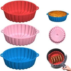 Reusable Air Fryer Silicone Liners Cake Molds 8.5 Inch 2 Pack, Silicone Baking Tray For 5.8QT+ Air Fryer Microwave Toaster Oven, Healthy Durable (Sky Blue+Indigo) -Kitchen Island Sale 41Qfb9z7ZRL. AC