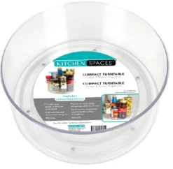 Turntable Compact Lazy Susan, Cabinet Organization, Easy-Glide Spin, Clear