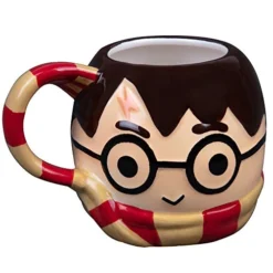Harry Potter Figural Coffee Mug, 24 Oz - Cute Chibi Design With Gryffindor Scarf Handle - Ceramic