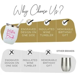 Mother Of The Bride Tumbler Stainless Steel 12oz Wine Tumbler With Lid And Straw! Great Mother Of The Bride Cup And Mother Cup -Kitchen Island Sale 41RX1Cv65lL